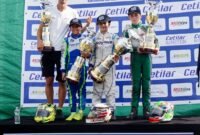 Pembalap cilik Indonesia, Muhammad Fadil Abbas Wibowo (tengah) menjadi Juara I, pada seri keempat ACI Karting Championship Italia 2026 di Surkuit Val Vibrata, Italia (Foto: ist.)
