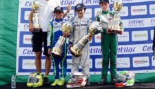 Pembalap cilik Indonesia, Muhammad Fadil Abbas Wibowo (tengah) menjadi Juara I, pada seri keempat ACI Karting Championship Italia 2026 di Surkuit Val Vibrata, Italia (Foto: ist.)