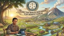 Foto: Ilustrasi bertema pengembangan energi panas bumi (geothermal) di Flores yang menampilkan pesan
