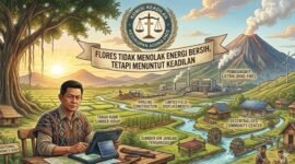 Foto: Ilustrasi bertema pengembangan energi panas bumi (geothermal) di Flores yang menampilkan pesan 