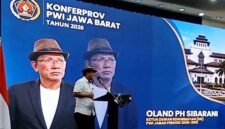 Oland PH Sibarani ketika menyampaikan visi / missinya dalam Konferprov PWI Jabar di Bandung, Rabu (12/8/2026) - Foto: ist.