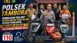 Foto: JAKARTA BARAT — Polsek Tambora mengembalikan tiga unit sepeda motor hasil pengungkapan kasus pencurian kendaraan bermotor (ranmor) kepada pemilik sah, Rabu (19/8/2026).