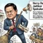 Foto: Pesan untuk menjaga demokrasi tetap berpijak pada konstitusi divisualisasikan dalam ilustrasi yang menampilkan Herry Dahana menyuarakan penolakan terhadap spekulasi politik di media sosial.