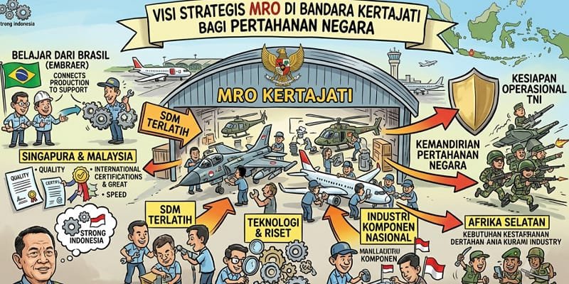Foto: Ilustrasi mengenai visi strategis pengembangan Maintenance, Repair, and Overhaul (MRO) di Bandara Internasional Jawa Barat (BIJB) Kertajati, Majalengka, Jawa Barat. Pengembangan MRO Kertajati diarahkan tidak sekadar menjadi fasilitas perawatan pesawat, tetapi bagian dari pembangunan ekosistem industri kedirgantaraan nasional.