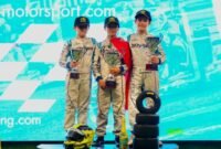 Muhammad FA Wibowo (tengah) dari Indonesia, menjadi Juara I lomba gokart, pada IAME Seri Round 5 di South Garda Karting, Lonato Italia, pada musim kompetisi 2026. (Foto: Ist.)