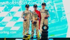 Muhammad FA Wibowo (tengah) dari Indonesia, menjadi Juara I lomba gokart, pada IAME Seri Round 5 di South Garda Karting, Lonato Italia, pada musim kompetisi 2026. (Foto: Ist.)