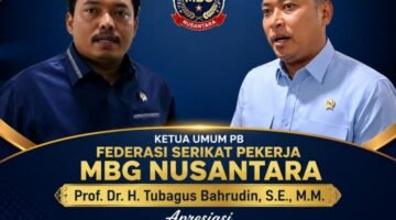 Foto: (kiri) Prof. Dr. H. Tubagus Bahrudin, S.E., M.M., Ketua Umum PB Federasi Serikat Pekerja MBG Nusantara, (kanan) Kepala BGN Sudaryono. (Dok: Istimewa)
