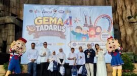 Foto: Perayaan Hari Ulang Tahun (HUT) ke-41 Dunia Fantasi (Dufan) Ancol tidak hanya dikemas melalui hiburan dan festival musik. Semangat berbagi dan kepedulian sosial turut menjadi bagian penting dalam rangkaian perayaan tersebut melalui kegiatan Gema Tadarus 2026 yang digelar di Panggung Hysteria, Jumat (28/8/2026). (Dok: Istimewa)