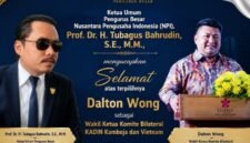 Foto: (kiri) Ketua Umum Pengurus Besar Nusantara Pengusaha Indonesia (NPI), Prof. Dr. H. Tubagus Bahrudin, S.E., M.M., (kanan) Dalton Wong, Wakil Ketua Komite Bilateral Kamar Dagang dan Industri (KADIN) untuk Kamboja dan Vietnam. (Dok: Istimewa)