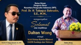 Foto: (kiri) Ketua Umum Pengurus Besar Nusantara Pengusaha Indonesia (NPI), Prof. Dr. H. Tubagus Bahrudin, S.E., M.M., (kanan) Dalton Wong, Wakil Ketua Komite Bilateral Kamar Dagang dan Industri (KADIN) untuk Kamboja dan Vietnam. (Dok: Istimewa)