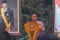 Gubernur DKI Jakarta, Pramono Anung ketika memberikan sambutan dalam acara Anugerah Jurnalistik MH Thamrin - PWI Jaya ke-52. (Foto: hw)