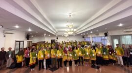 Foto: Sejumlah peserta berfoto bersama usai mengikuti Kongres dan Annual Meeting Perhimpunan Ahli Teknologi Pangan Indonesia (PATPI) 2026 di Kampus Universitas Sahid, Jakarta,
