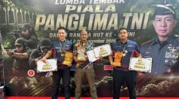 Foto: Teknisi KBR Madya Tk. II Korbrimob Polri, Kombes Pol. Rantau Isnur Eka, berhasil meraih sejumlah gelar juara pada Kejuaraan Panglima TNI Cup 2026 cabang tembak reaksi. (Istimewa)
