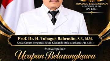 Foto: Ketua Umum Pengurus Besar Komando Bela Marhaen (PB KBM), Prof. Dr. H. Tubagus Bahrudin, S.E., M.M., menyampaikan ucapan belasungkawa atas wafatnya Mohammad Guruh Irianto Soekarnoputra atau yang dikenal sebagai Guruh Soekarnoputra. (Istimewa)