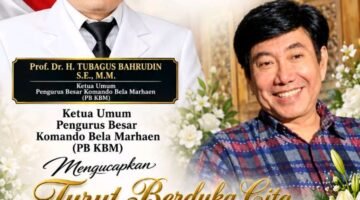 Foto: Ketua Umum Pengurus Besar Komando Bela Marhaen (PB KBM), Prof. Dr. H. Tubagus Bahrudin, S.E., M.M., menyampaikan ucapan belasungkawa atas wafatnya Mohammad Guruh Irianto Soekarnoputra atau yang dikenal sebagai Guruh Soekarnoputra. (Istimewa)