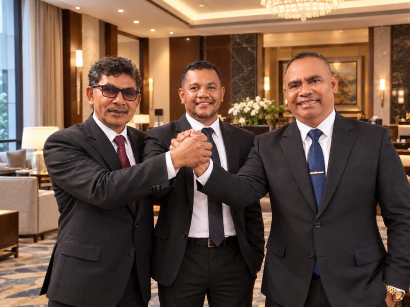 Foto: Tiga putra Amanatun, Dr. Marten Tualaka, S.H., M.Si., Roby Alunat, SE.MM., dan Wilber Petrus Ottu, S.H., menunjukkan komitmen bersama dalam memperkuat perjuangan pembentukan Kabupaten Amanatun sebagai Daerah Otonomi Baru (DOB).