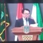Foto: Ketua Pelaksana The 3rd International Conference on Global Issues (ICGI) 2026, Dr. Robi Nurhadi, menyampaikan sambutan dalam konferensi internasional bertema Beyond 2030: Redefining Global Resilience in the Age of Polycrisis di Auditorium Cyber Universitas Nasional (UNAS), Jakarta.