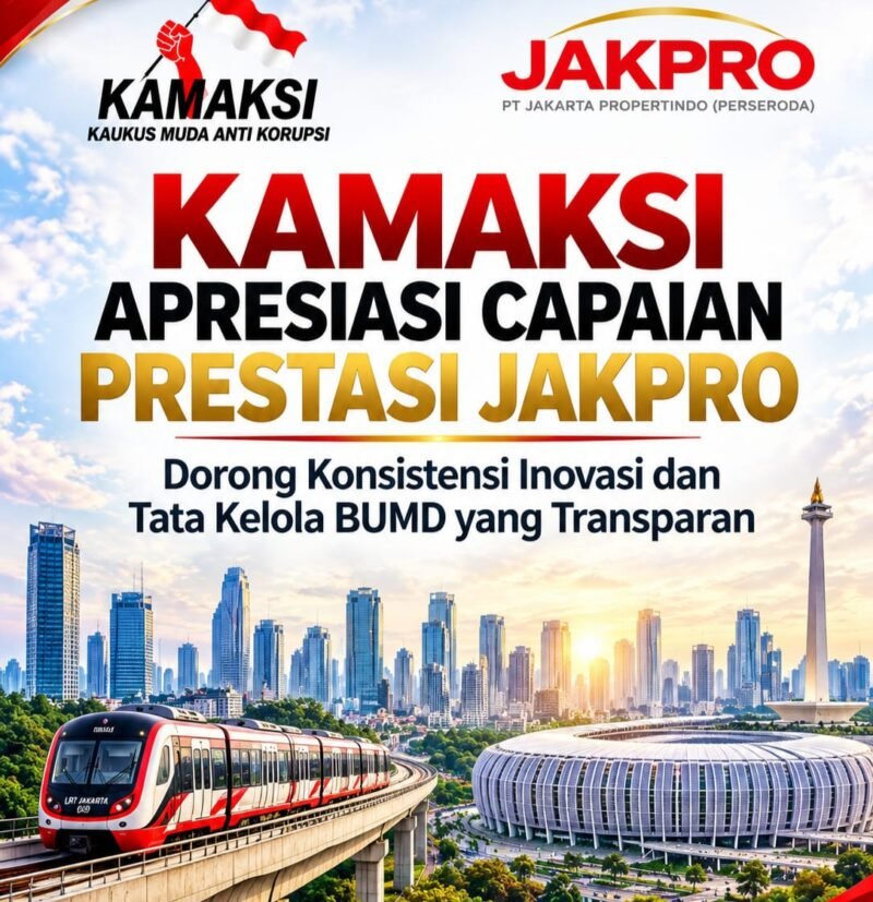 Foto; KAMAKSI mengapresiasi capaian prestasi PT Jakarta Propertindo (Perseroda) atau Jakpro dalam pengembangan infrastruktur perkotaan dan transportasi publik. Kaukus Muda Anti Korupsi (KAMAKSI) mendorong Jakpro untuk terus memperkuat inovasi serta menerapkan tata kelola perusahaan yang transparan, profesional, dan akuntabel agar setiap capaian memberikan manfaat nyata bagi masyarakat Jakarta.
