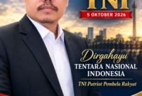 Foto: Komisaris Utama PT Palma Global Indonesia, Prof. Dr. H. Tubagus Bahrudin, S.E., M.M., yang dikenal dengan sapaan Cah Angon, menyampaikan ucapan selamat Hari Ulang Tahun (HUT) ke-81 Tentara Nasional Indonesia (TNI) yang diperingati pada 5 Oktober 2026. (Istimewa)