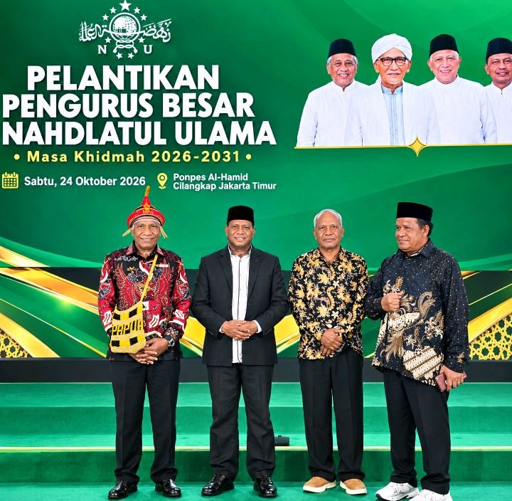 Foto: (kiri-kedua ) Ketua Pengurus Wilayah Nahdlatul Ulama (PWNU) Provinsi Papua Pegunungan, H. Abdul Qahar Yelipele, M.Pd.I. (Istimewa)